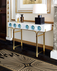 Gatsby Black & Gold Flatwoven Rug by Jonathan Adler
