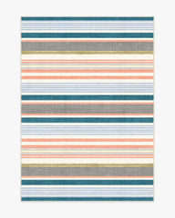 Tropez Stripe Teal Multicolor Outdoor Rug