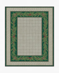 Pine Border Green & Silver Rug