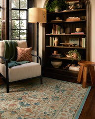 Lodden Soft Rose & Teal Flatwoven Rug by Morris & Co.