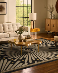 Gatsby Black & Gold Flatwoven Rug by Jonathan Adler