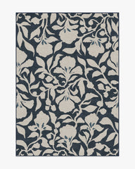 Flora Ink Blue & Ivory Flatwoven Rug by The Hiltons