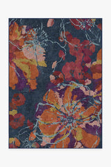 Watercolour Floral Navy Flatwoven Rug