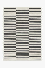 Offset Stripe Black Outdoor Rug