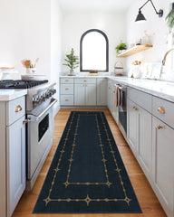 Sparkle Border Dark Navy Flatwoven Rug