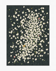 Fluttering Carnations Charcoal & Ivory Flatwoven Rug by The Local Project