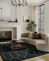 Bryant Marine Blue & Gold Flatwoven Rug by The Hiltons
