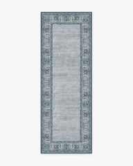 Vintage Daisy Bordered Blue Rug