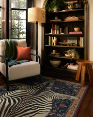 On Safari Sapphire Flatwoven Rug by Iris Apfel