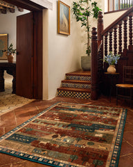 Alder Rust Red & Blue Rug