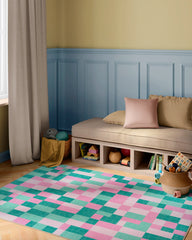 Building Blocks Pink & Green Rug