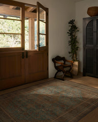 Rowan Teal Blue & Copper Flatwoven Rug