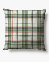 Noelle Tartan Eggshell & Green Woven Throw Pillow