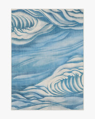Waves Soft Blue Outdoor Rug by Gracie