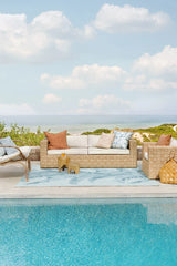 Banana Leaf Soft Blue Outdoor Rug by Gray Malin