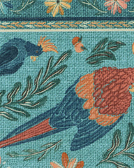 Birds Of A Feather Aqua Flatwoven Rug by Iris Apfel
