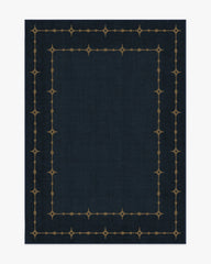 Sparkle Border Dark Navy Flatwoven Rug