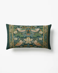 Strawberry Thief Slate Blue Woven Lumbar Throw Pillow by Morris & Co.