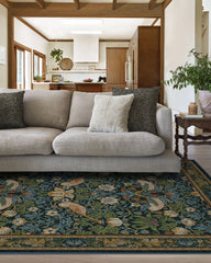 Strawberry Thief Indigo Flatwoven Rug by Morris & Co.