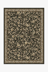 Bird & Pomegranate Soft Black Flatwoven Rug by Morris & Co.