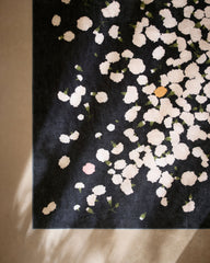 Fluttering Carnations Charcoal & Ivory Flatwoven Rug by The Local Project
