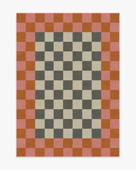 Checker Border Pink & Orange Flatwoven Rug by Jonathan Adler