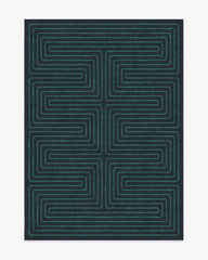 Labyrinth Navy & Teal Flatwoven Rug by Jonathan Adler