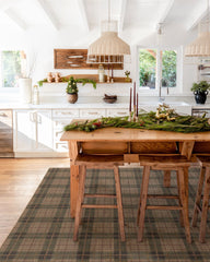 Alfie Plaid Natural & Green Flatwoven Rug