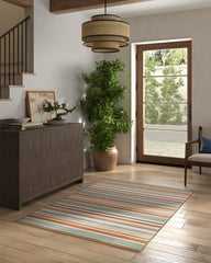 Tropez Stripe Red Multicolour Flatwoven Rug