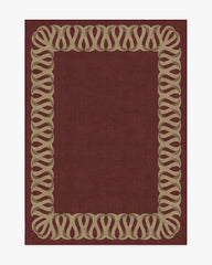 Ribbon Border Red & Natural Rug