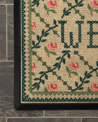 Welcome Trellis Green & Pink Doormat by Anthropologie