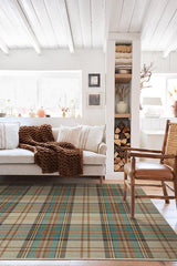 Dress Stewart Tartan Khaki Flatwoven Rug