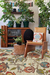 Frida Floral Natural Flatwoven Rug