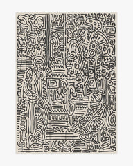 Freestyle Black & Ivory Flatwoven Rug by Keith Haring