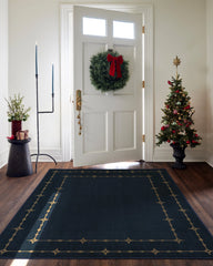 Sparkle Border Dark Navy Flatwoven Rug