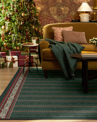 Fruit Stripe Spruce Green Flatwoven Rug by Morris & Co.