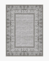 Vintage Daisy Bordered Grey Rug