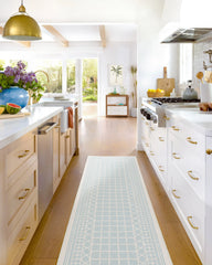 Palm Beach Powder Blue Flatwoven Rug by Gray Malin