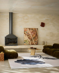 Temple Silhouette Ivory & Charcoal Flatwoven Rug by The Local Project