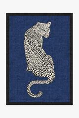 Snow Leopard Sapphire Flatwoven Rug by Jonathan Adler
