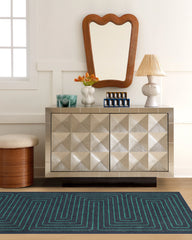 Labyrinth Navy & Teal Flatwoven Rug by Jonathan Adler
