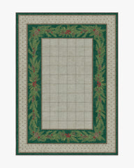 Pine Border Green & Silver Rug