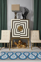 Milano Blue Steel Flatwoven Rug by Jonathan Adler