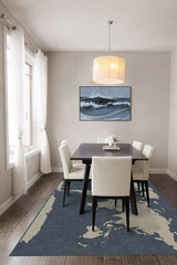 World Map Blue Flatwoven Rug