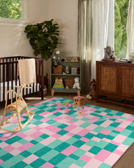 Building Blocks Pink & Green Rug