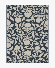 Flora Ink Blue & Ivory Rug by The Hiltons