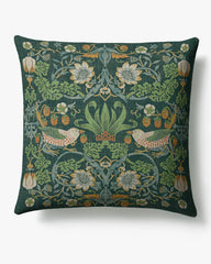 Strawberry Thief Slate Blue Woven Throw Pillow by Morris & Co.