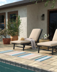 Tropez Stripe Teal Multicolor Outdoor Rug