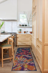 Watercolour Floral Navy Flatwoven Rug