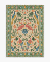 Birds Of A Feather Green & Peach Rug by Iris Apfel